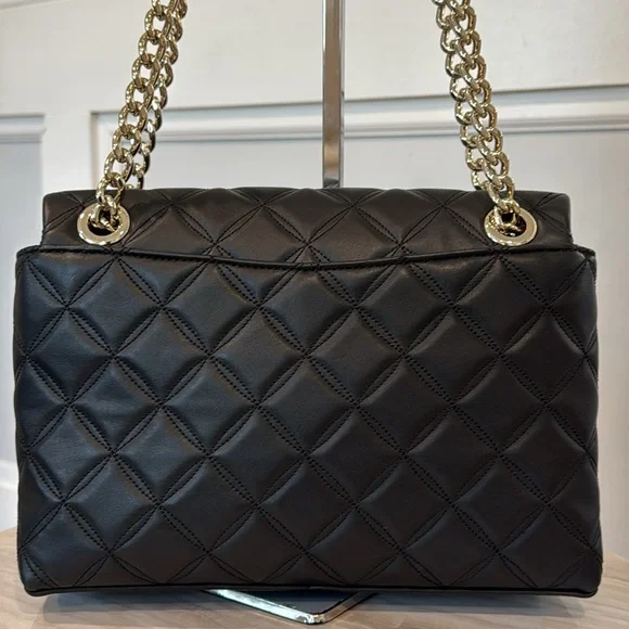 Kate Spade Bag Black Quilted Vegan Leather Gold Chain Shoulder / Crossbody - Picture 8 of 17